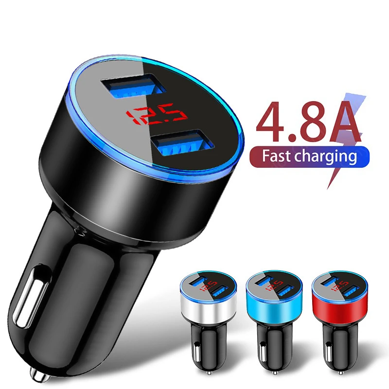 car charger fast charging Car Chargers 2 Ports Fast Charging For Samsung Huawei IPhone 11 12 Pro Xiaomi 10 Universal Aluminum Dual USB Car-charger Adapter carcharger