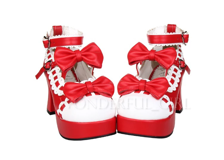 Neue japanische Stil Lolita Schuhe Dienstmädchen Cosplay Mädchen Prinzessin High Heels Damen Schuhe mit Schleife Größe 35-47 23