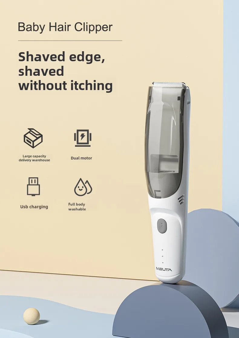 Baby haircut, silent automatic suction device, baby and child rechargeable electric push scissor, full moon razor