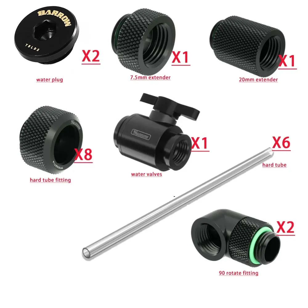 Barrow Rigid Tube Fitting Kit Acrylic Hard Tube Fittings Water Cooling