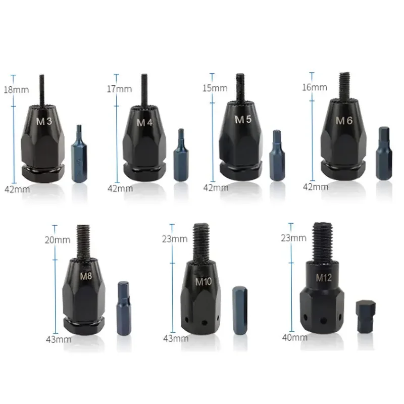 Metric and British Pull Nut Head Pneumatic Pull Nut Head Rivet Nut Gun Pull Cap Gun M3M4M5M6M8M10M12 2