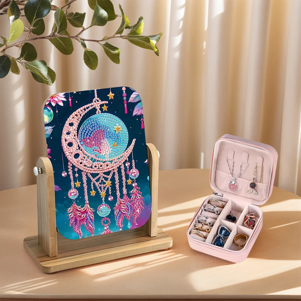 DIY Dream Catcher Diamond Painting Kit Rotatable Mirror Diamond Art Jewelry Box
