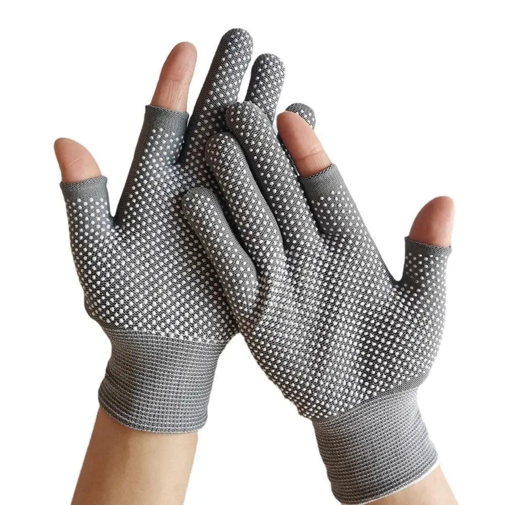 Summer Ice Cool Open/Half Fingers Sport Nylon Fishing Gloves Cycling Gloves Three Fingers