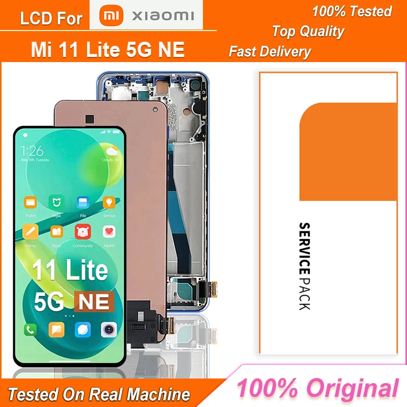 xiaomi-mi-11-lite-5g用のオリジナル655インチlcdタッチスクリーンデジタイザーマウント2109119dg-2107119dc21091