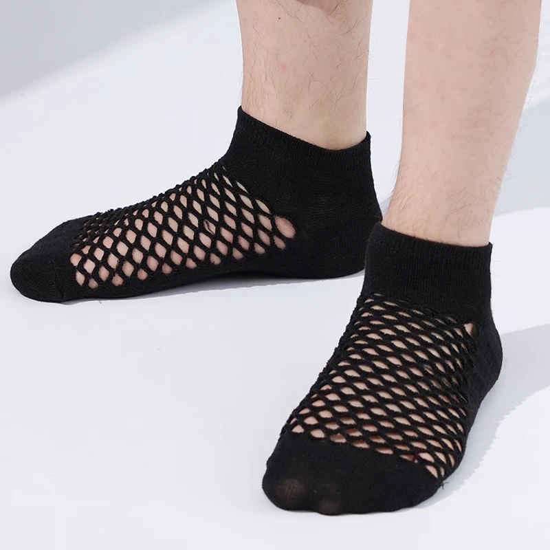 

3 Pairs/Lot Men Spring Summer Ankle Cave Socks Breathable Casual Soft Thin Low Cut Short Mesh Happy Funny Sock