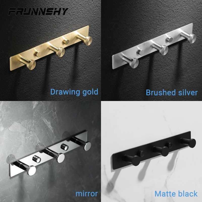 

304 Stainless Steel Hook Brushed Robe Hooks Bathroom Accessories Clothes Coat Hanger Wall Hanging Towel Storage FR202