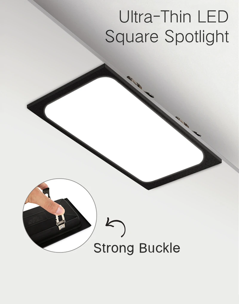 Description Picture 5 of itemUltra-thin Square LED Recessed Downlights 9W/12W/24W Ceiling Grille Panel Lamps Kitchen Living Room Bedroom Indoor Spot Lighting