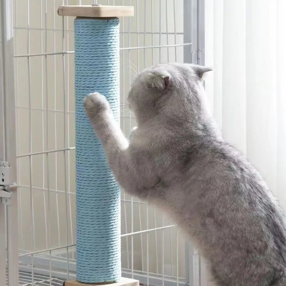 Durable Sisal Cat Scratcher Pole Non-Debris Non-Shedding Cat Scratching Column Hanging Vertical Cat Scratching Post for Cat Cage