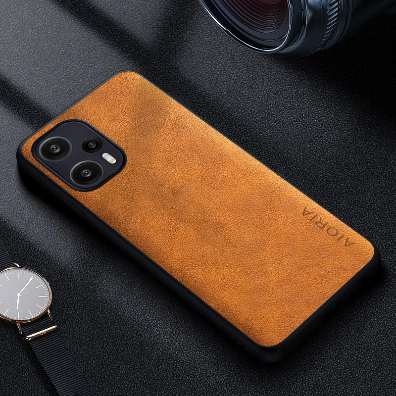 Premium Luxury Leather Business Phone Case - Retro Solid Color Cover