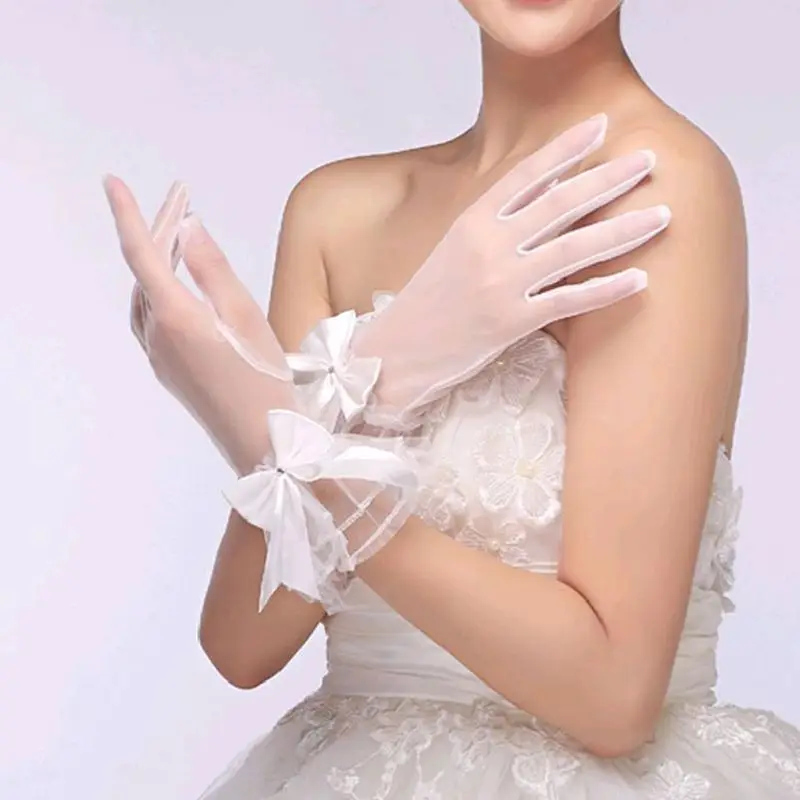 

Princess Bowknot Lace Wrist Length Gloves Dinner Party Pageant Costume Dropship