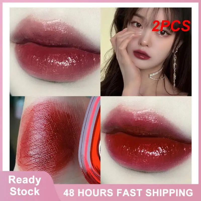 

2PCS Ice Crystal Lipstick Lip Tint Colored Lip Balm 6 Colors Cosmetics Velvet Matte Lip Glaze Sexy Red Lip Balm Ice Crystal