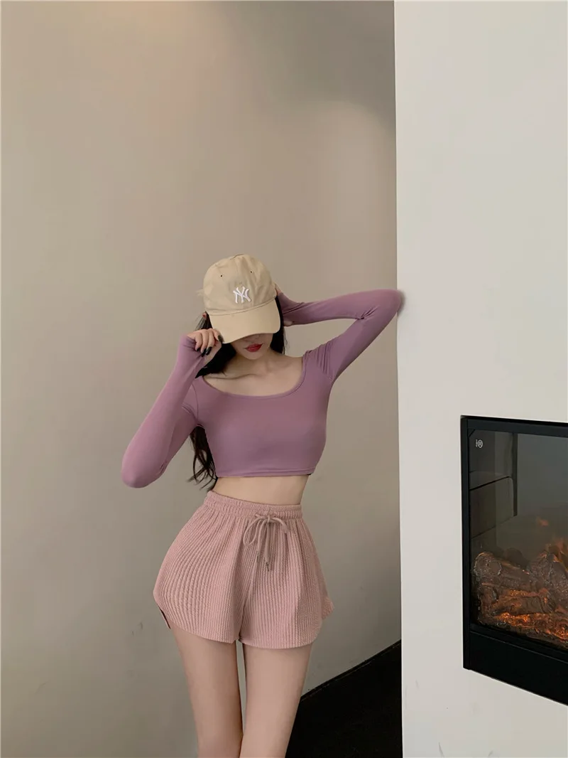 Women Shorts Summer High Elastic Lace Up Drawstring Sleep Bottoms Fitness Running Simple Home Safety Underwear Cool Comfortable