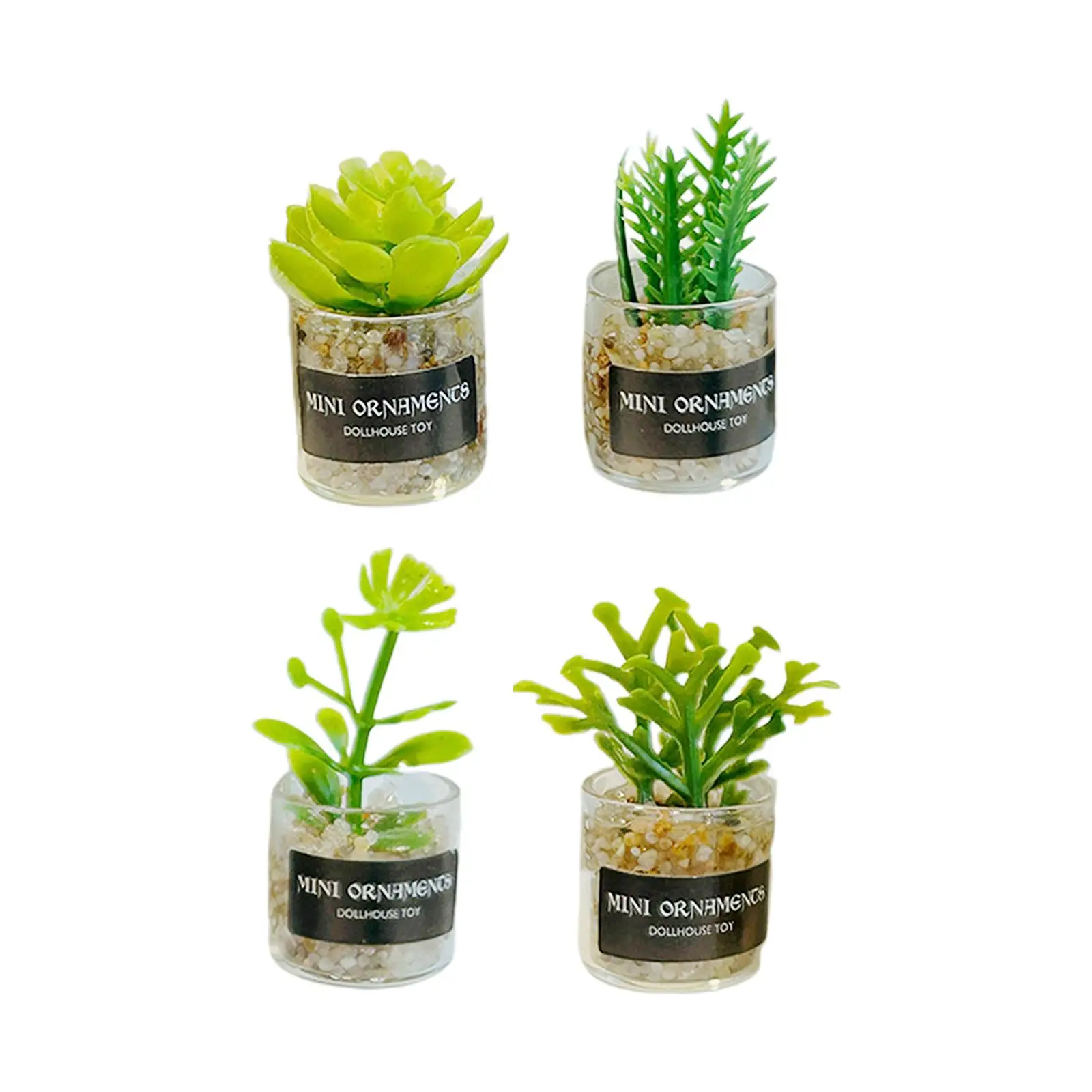 

4Pcs 1/12 Dollhouse Miniature Green Plants Model Mini Toys Greenery Tiny Bonsai for Dollhouse Craft DIY Decor Scene Tabletop