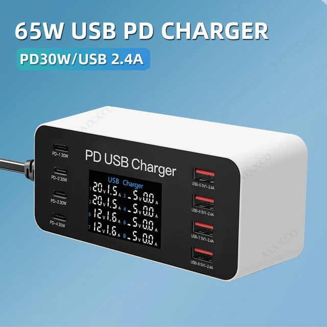 65W PD Charger Fast Charger For Laptop Tablet iPhone 15 14 Type C Charger With 2.4A USB Phone Charger 1