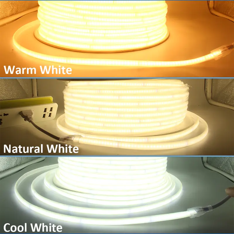 AC220V COB LED Strip Light IP67 Waterproof Flexible Ribbon 2Pin Wire/EU Plug Tape Lamp 3000K/4000K/6000K Outdoor Linear Lighting - Image 2