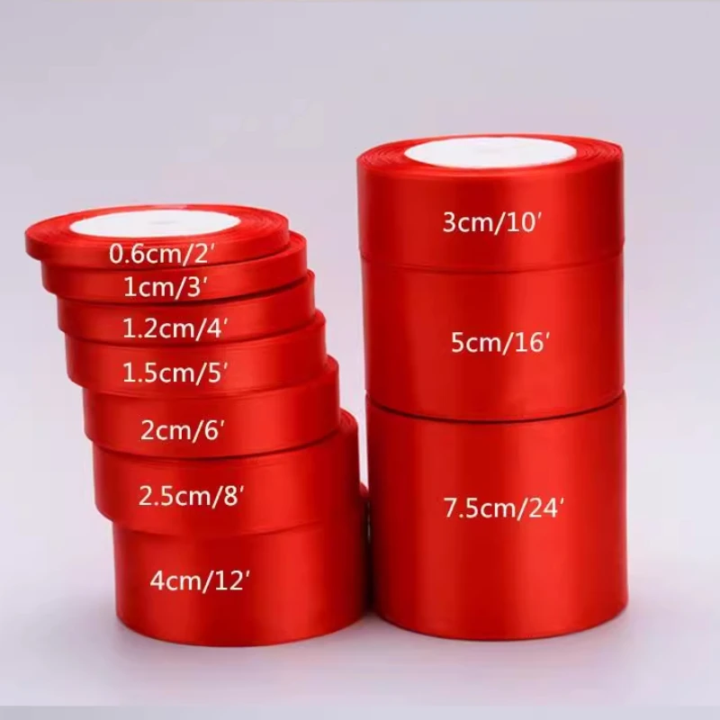 6-10-12-15-20-25mm Satin Ribbon Christmas Hallowen New Year Wedding Party Decoration DIY Handmade Crafts Gift Wrapping Tape satin ribbon