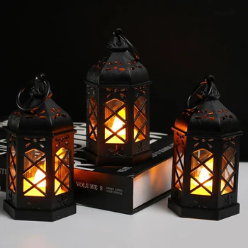 Lampe de bureau rétro, décoration d'ambiance, cadeau créatif, lampe à vent hexagonale, bougie, lampe à vent Led, Portable, petit cheval 1