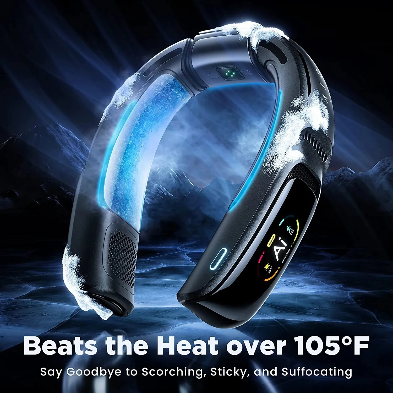 휴대용 충전식 웨어러블 블레이드리스 쿨러, 개인 목 선풍기, 야외 여행용, 7000mAh 사용, 24H 