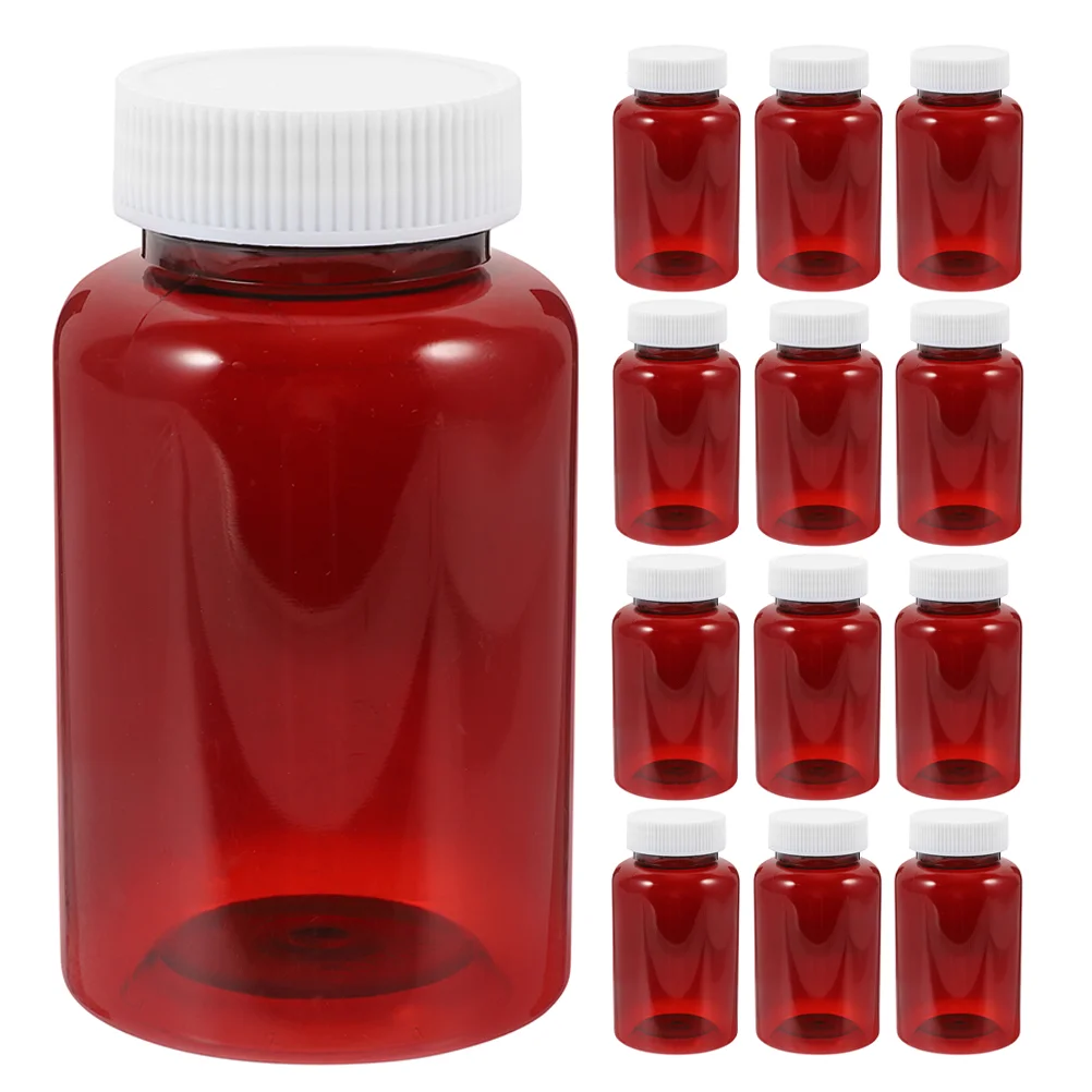 

16 Pcs Brown Plastic Bottle Pill Storage Bottles Pill Vial Bottles with Caps The Pet Medicine Empty Storage Pills