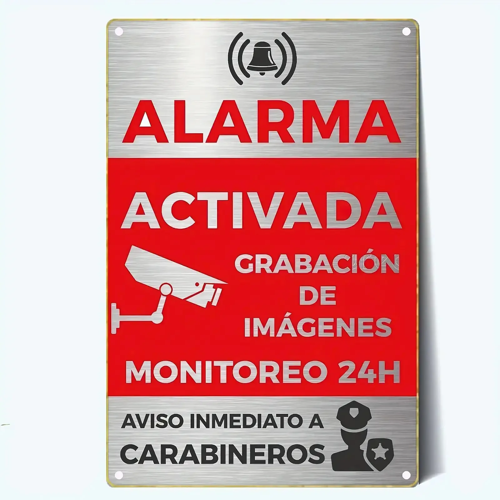 스페인어 보안 경보 표지판 Alarma Activada - 빈티지 도난 방지 경고 ..