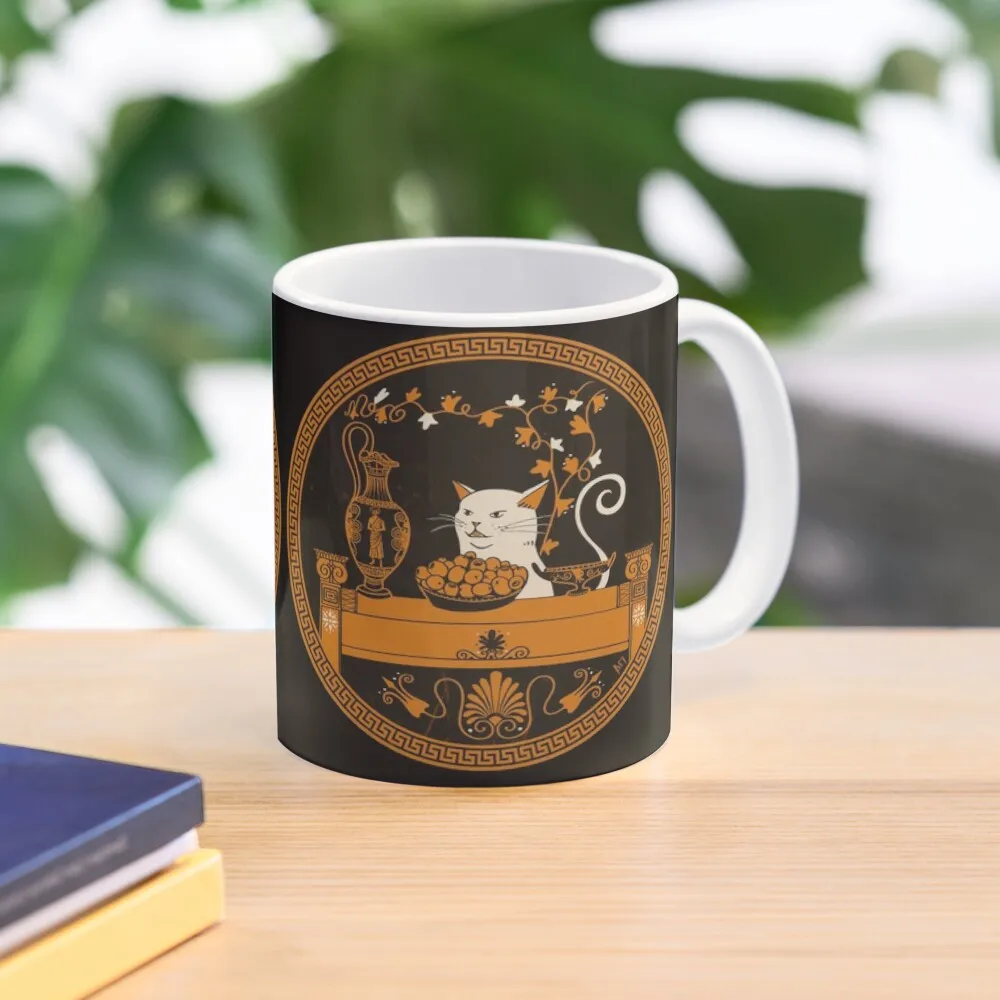 

Ancient Greek Vase Cat Meme Coffee Mug Aesthetic Coffee Cups Beautiful Tea Mugs Mate Cup Tourist Mug