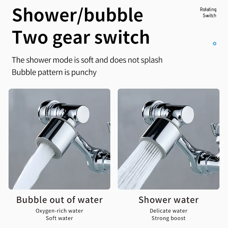Universal 1080&deg; Rotation Faucet Spray Head Extender Tap Adapter Splash Bubbler Nozzle Kitchen Washbasin
