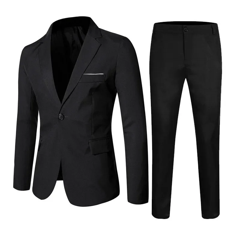 Western-Style Men's 2-Piece Set formal suit Bride's Groom's Wedding Banquet Clothes Husband's Brother's Formal Business Wear