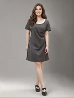 DUSHU 2025 Summer Plus Size Women’s Contrast Layered Dress – Adjustable Waist Unique Design Slimming Casual Maxi Outfit
