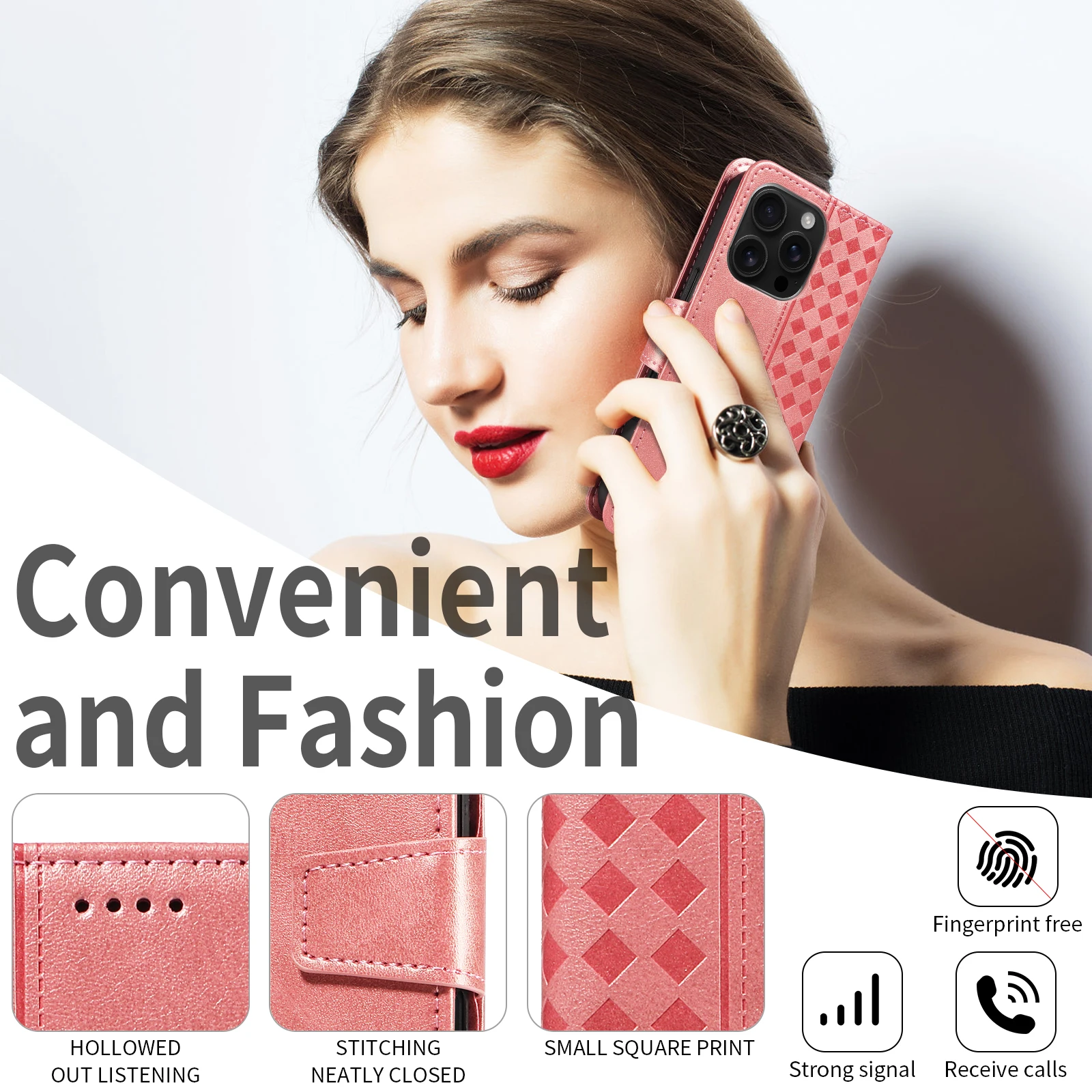 Leather Wallet Phone Case with Card Holder and Magnetic Closure