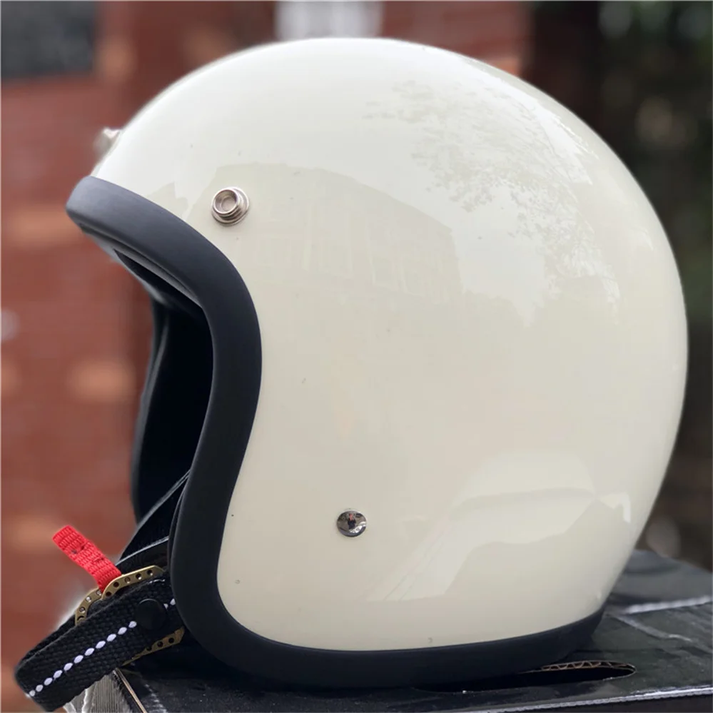 Full Face Retro Motorcycle Helmet - Cafe Racer - Gloss Orange