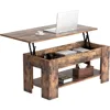 Lift Top Coffee Table with Hidden Compartment, Rising Tabletop Dining Table with Storage Shelf, Pop Up Coffee Table for Home 1