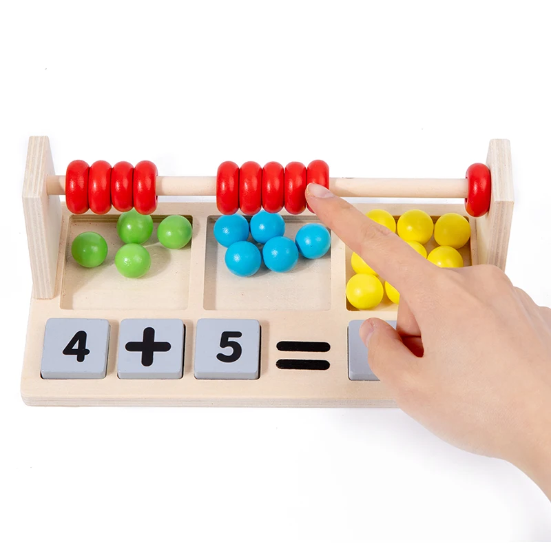 Montessori Wooden Toys Colorful Beads Calculation Frame Mathematics Operation Games Early Education AIDS Math Toys For Children