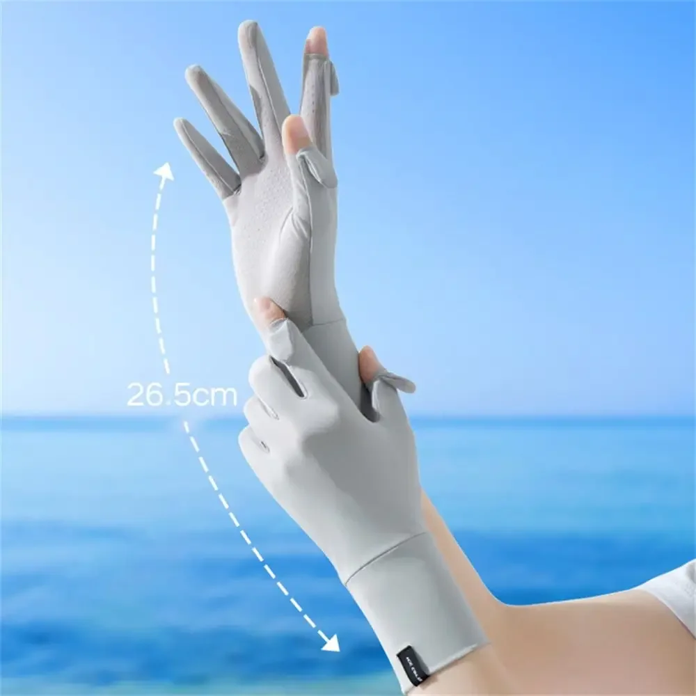 Fashion Ice Silk Sunscreen Gloves Female Summer Spring Cycling Driving Running Sport Thin Elastic Anti-UV Sun Protection Mittens 4