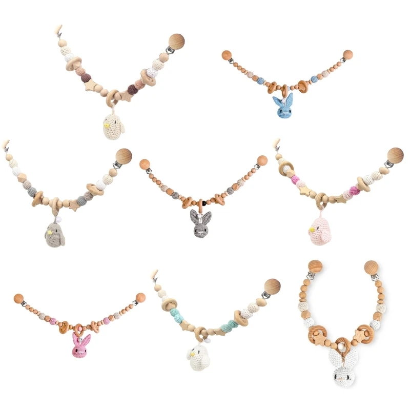 

Wooden Rattle Hanging Decorations Baby Crib Pacifier Clip Infant Auditory Toy