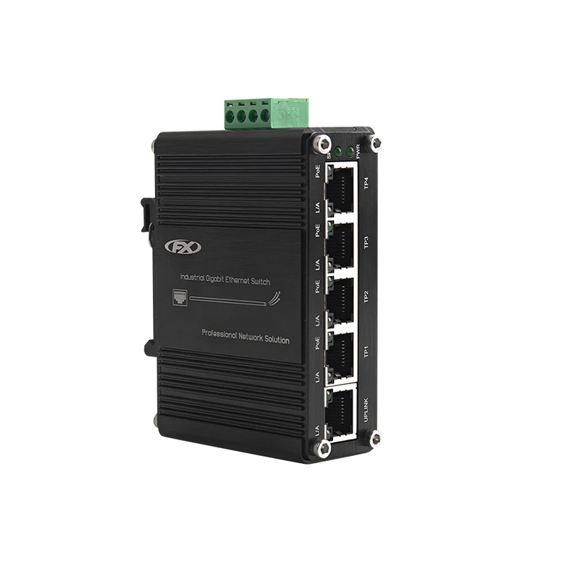 

Mini Industrial 5 Ports PoE Gigabit Ethernet Switch Hardened RJ45 10/100/1000Mbps Din Rail Mount Switch Aluminium Case IP40