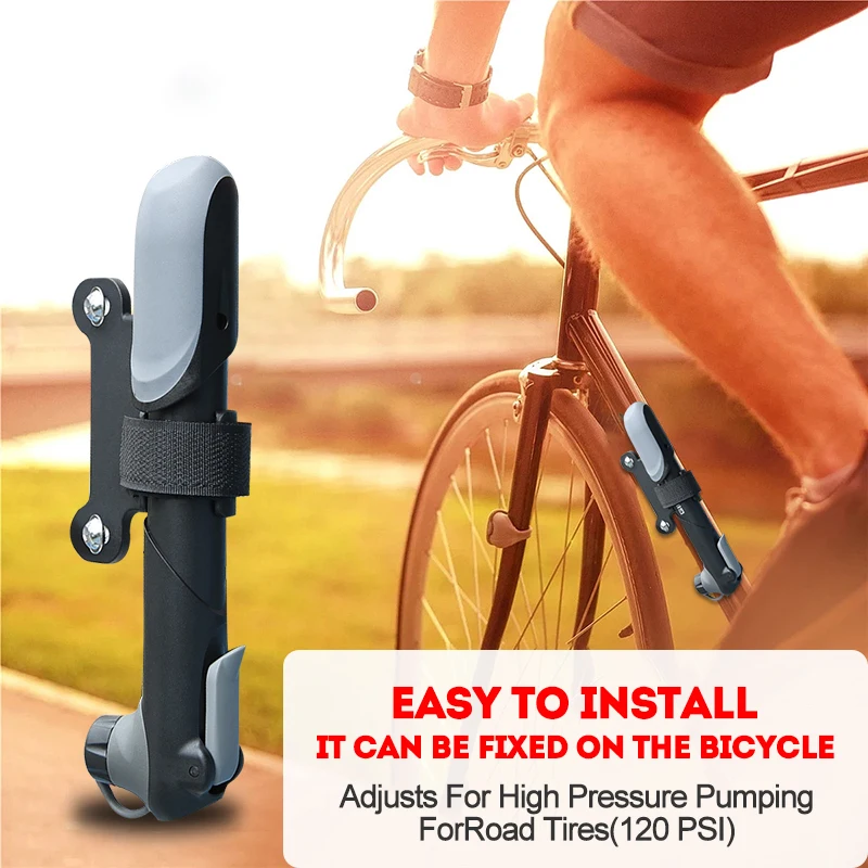 Mini Portable Bicycle Pump with Air Pressure Gauge for Mountain Bike