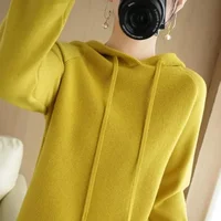 Hooded Sweater Woman Autumn Winter Long Sleeve Warm Bottoming Shirt Solid Casual Pullovers Knit Tops Korean Fashion Jumper 2025 - Image 2