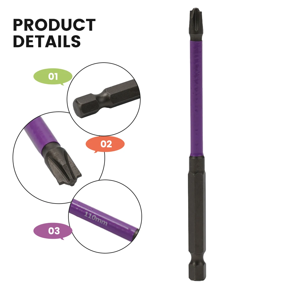 

65mm 110mm Magnetic Special Slotted Cross Screwdriver Bit For Electrician FPH2 Purple Magnetic Screwdriver Hand Tool