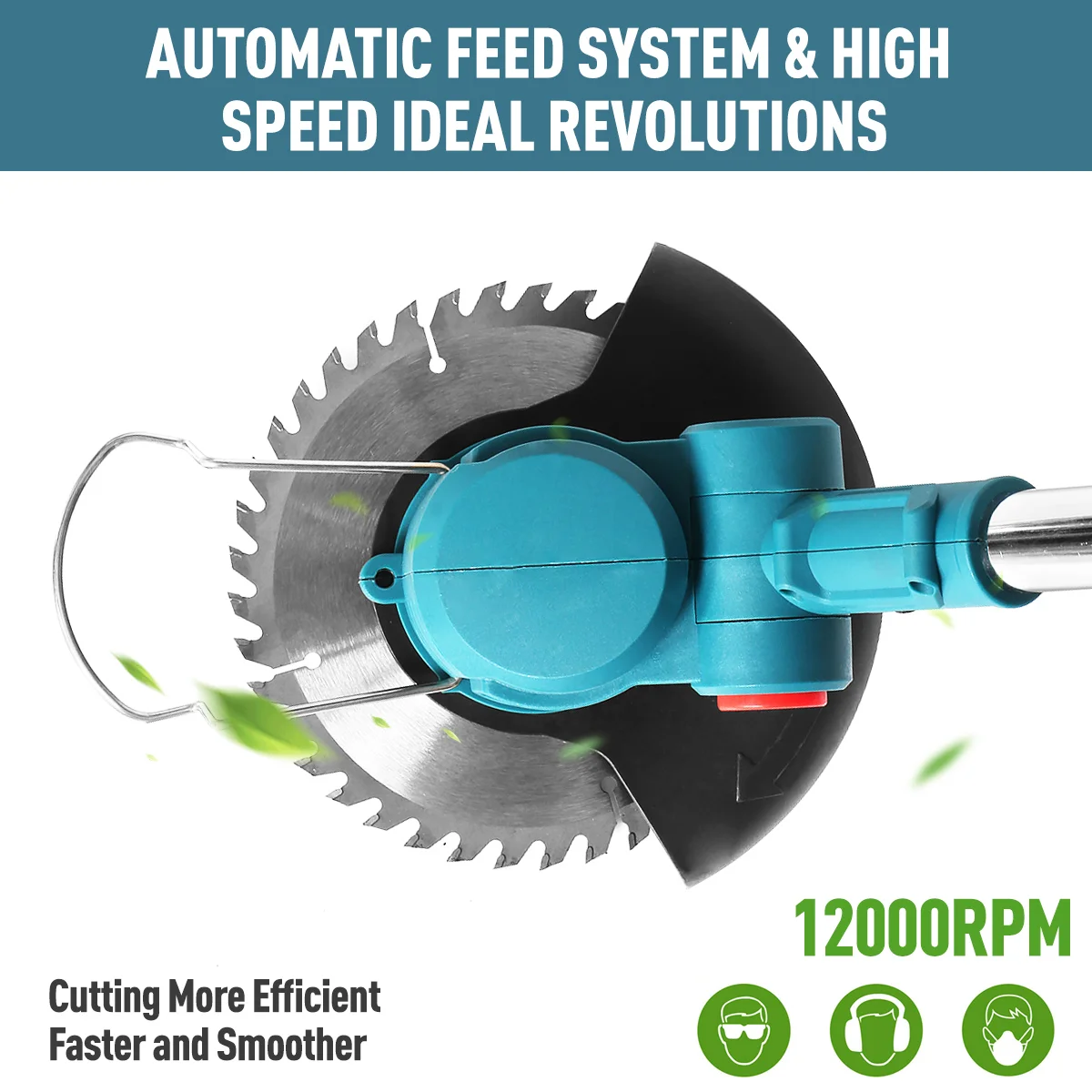 1800W Cordless Handheld Electric Lawn Mower Grass Trimmer Adjustable Garden Pruning Cutting with 2 Lithium Battery 8 Accessories - Image 3