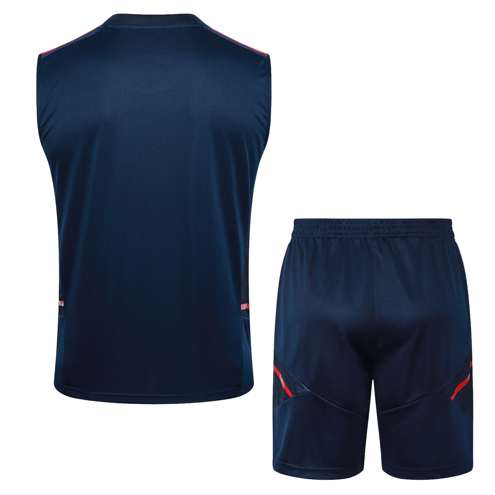 Adidas Football Shoes Sleeveless Jersey Set Men Solid-colored V-neck Soft-touch Graphic-Printed Jersey Set Blackish Blue