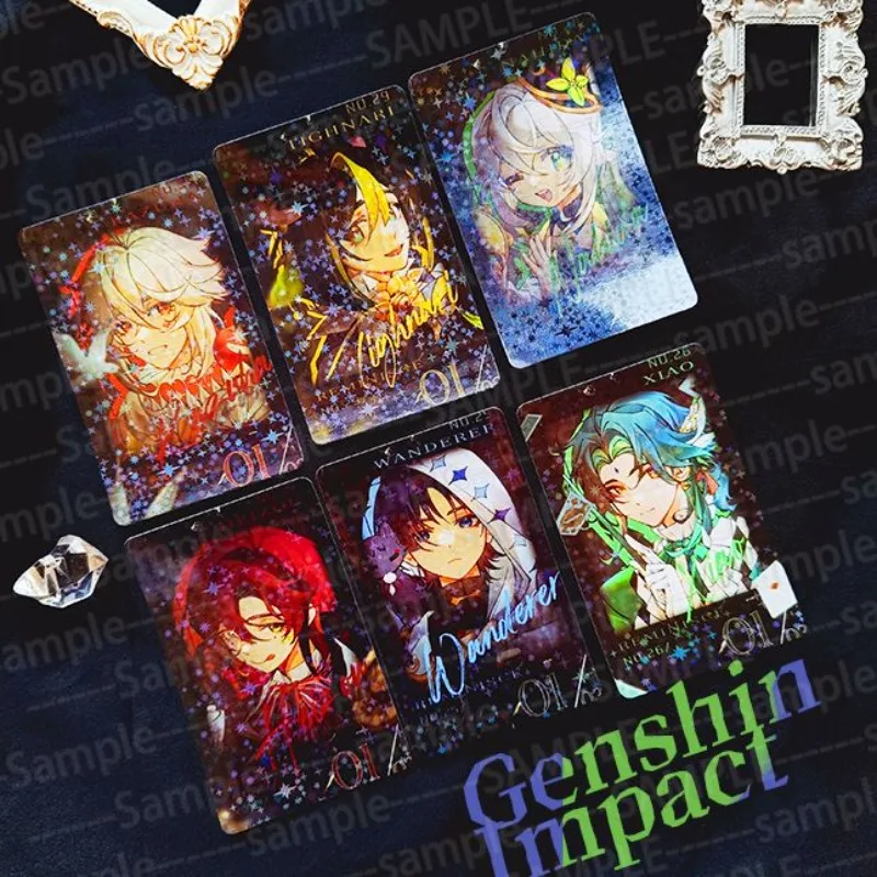 

Genshin Impact Game Collection Cards Magic Card Balladeer Tighnari Laser Card Xiao Kaedehara Kazuha Hobby Collectibles Toys Gift