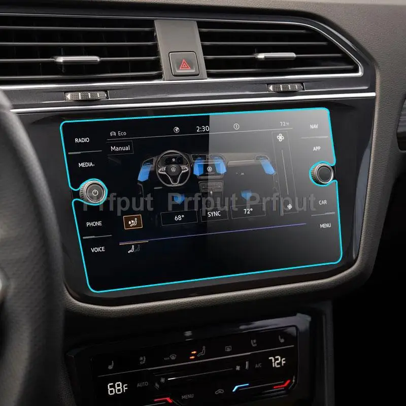 Tempered Glass Screen Protector film for Volkswagen Tiguan SEL Car Digital Cockpit infotainment Central Control, tempered glass protective film, screen protector film, car interior film, door protective film