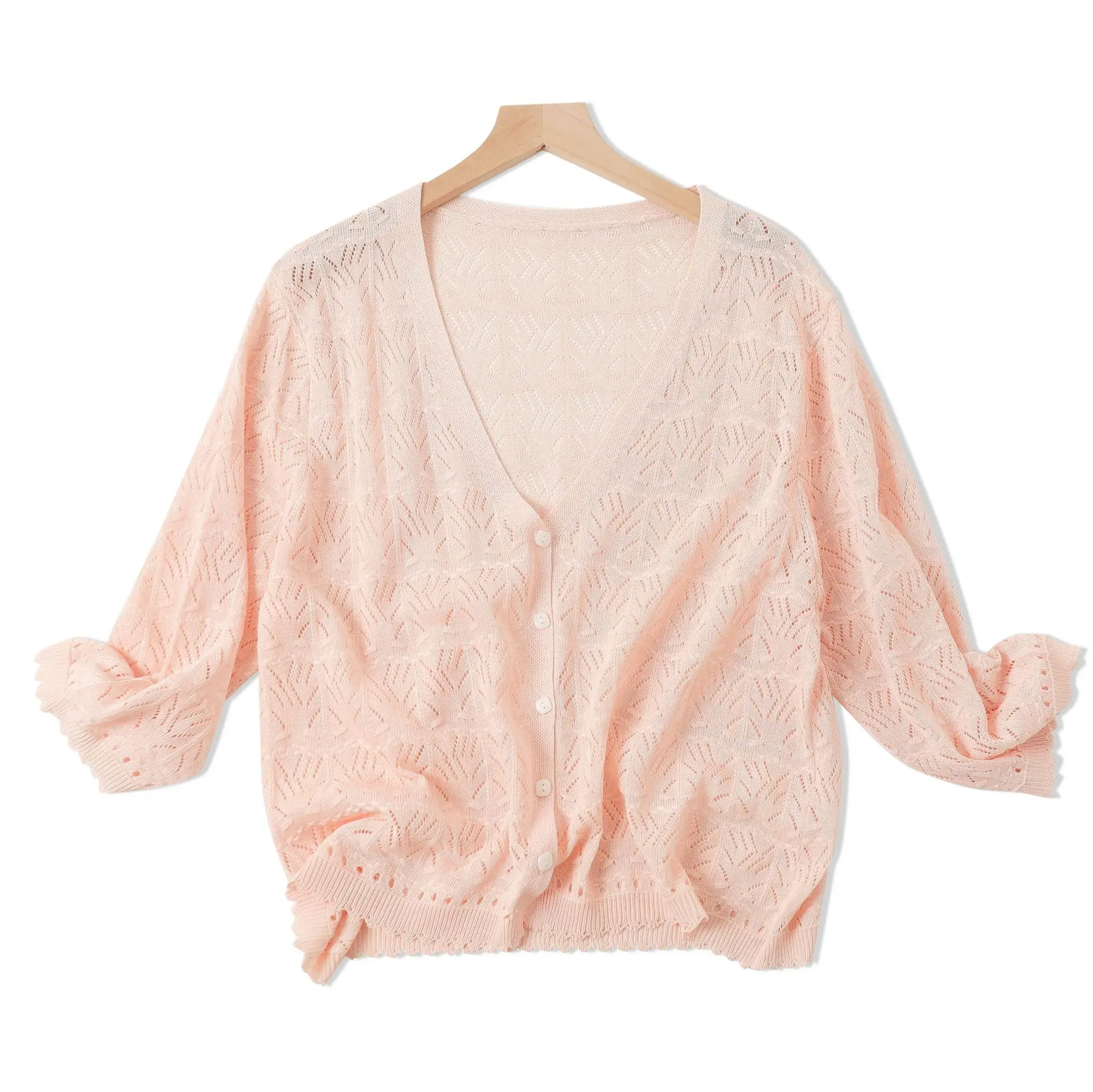 Spring Summer Women's Thin Hollow Knit Cardigan Korean Fashion Top Short Loose Air-conditioned Sunscreen Shirt Grace New