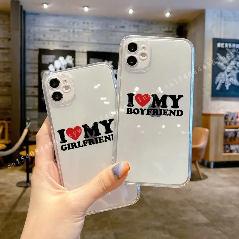 Charming I Love My Girlfriend Transparent Phone Case - Cute & Funny Couple Design