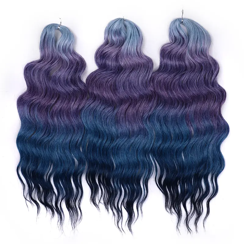 Anna Synthetic Hair 24 Inch Water Wave Braiding Hair Extensions Ombre Blonde Deep Wave Afro Curl Twist Crochet Hair for Women - Image 10