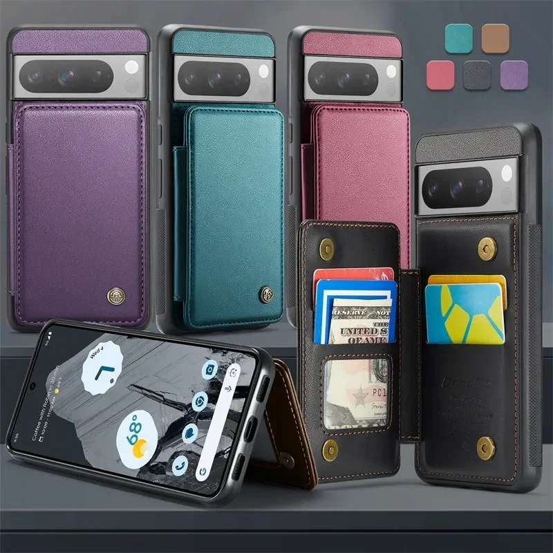 Premium Magnetic Flip Leather Wallet Phone Case with Card Holder - Stylish Back Cover