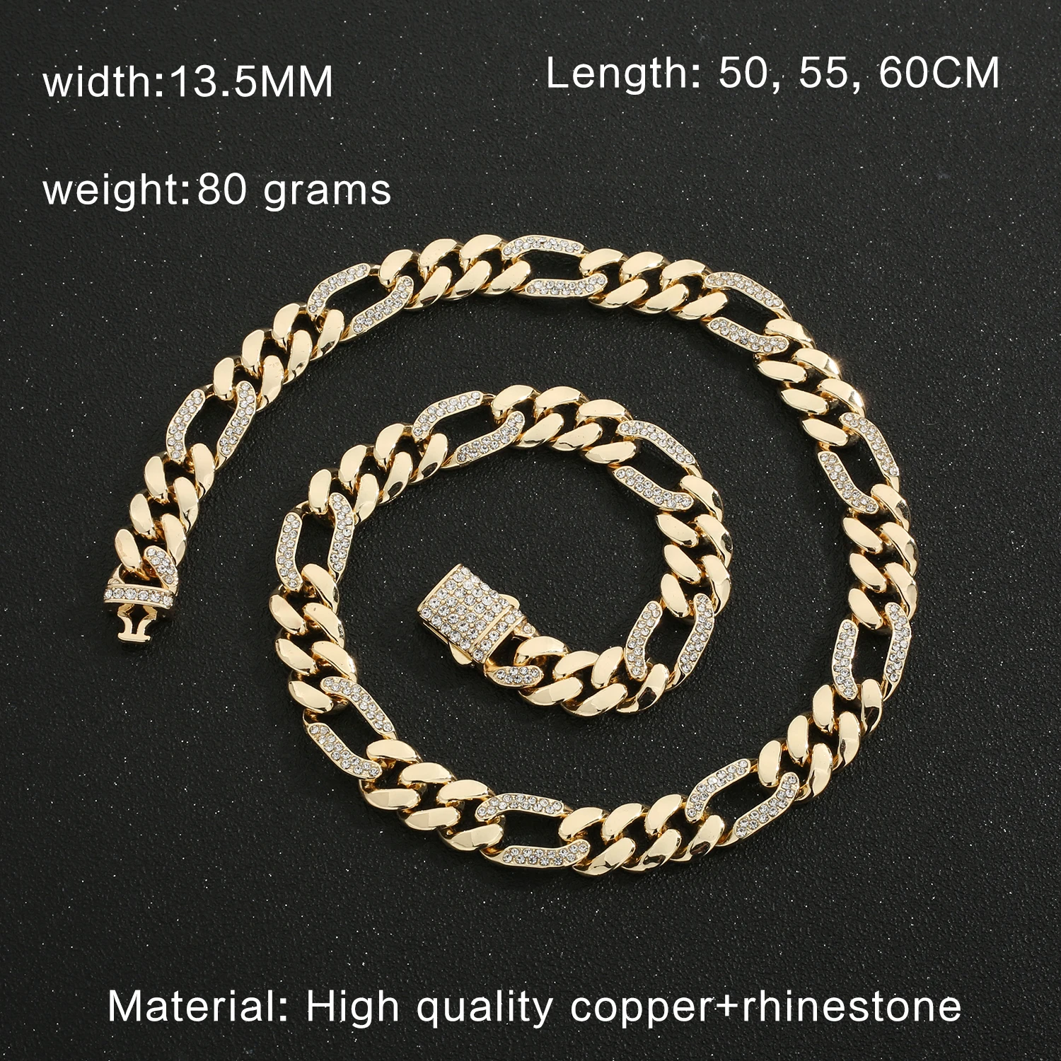 Hip Hop 14k Gold Plated Stainless Steel Jewelry Iced Cadena Hombre Miami Cuban Chain Men's Necklace