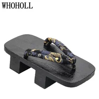 WHOHOLL Summer Men's Two-tooth Clogs High Heel Thick Bottom Japanese Geta Solid Wooden Slippers Cosplay Shoes Costumes - Image 5
