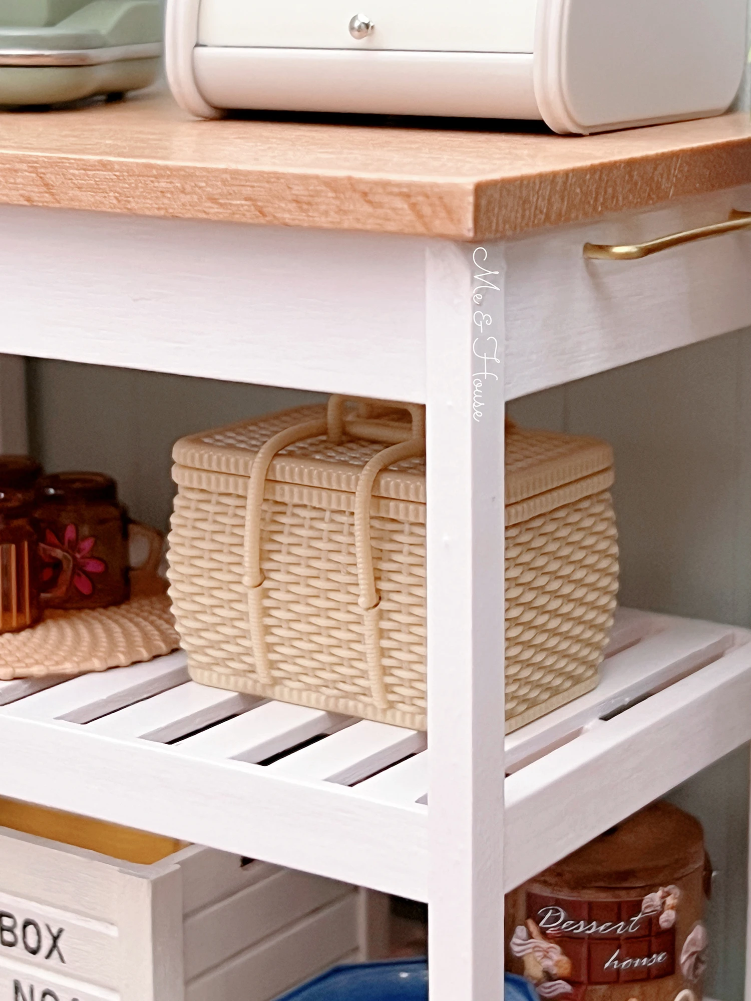 1/6 doll house model furniture accessories mini model Braided bamboo baskets/picnic rattan baskets 2