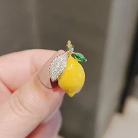 Enamel Yellow Lemon Brooches For Women Wedding Party Orange Causal Brooch Pins Gifts 5